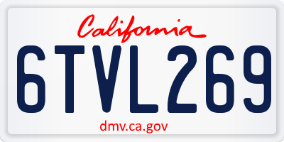 CA license plate 6TVL269