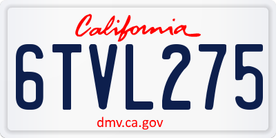 CA license plate 6TVL275