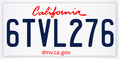 CA license plate 6TVL276