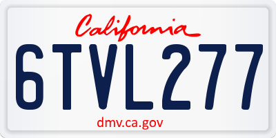 CA license plate 6TVL277