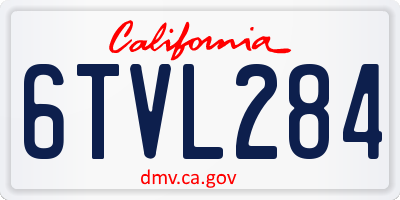 CA license plate 6TVL284