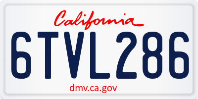 CA license plate 6TVL286