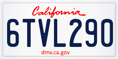 CA license plate 6TVL290