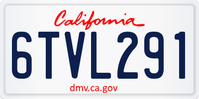 CA license plate 6TVL291
