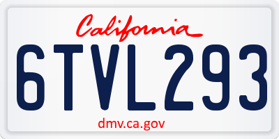 CA license plate 6TVL293