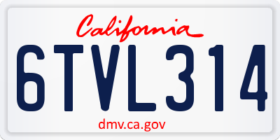 CA license plate 6TVL314