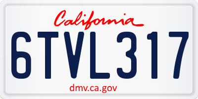 CA license plate 6TVL317