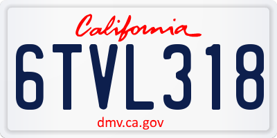 CA license plate 6TVL318