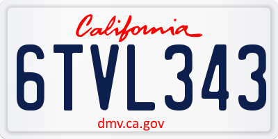 CA license plate 6TVL343
