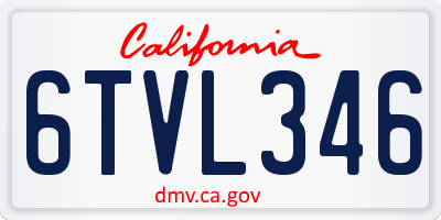 CA license plate 6TVL346