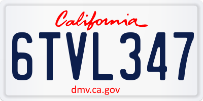 CA license plate 6TVL347