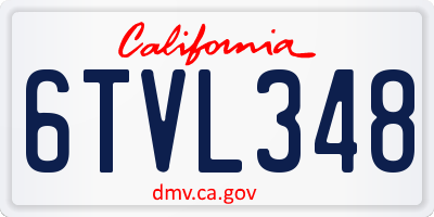 CA license plate 6TVL348
