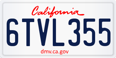 CA license plate 6TVL355