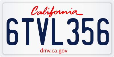 CA license plate 6TVL356