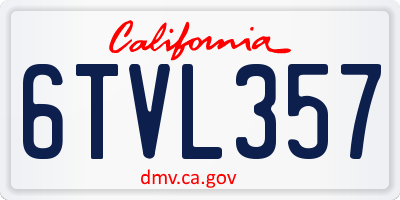 CA license plate 6TVL357