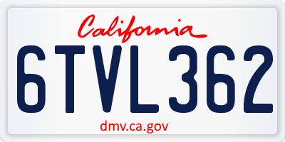 CA license plate 6TVL362