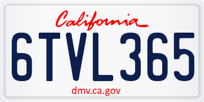 CA license plate 6TVL365