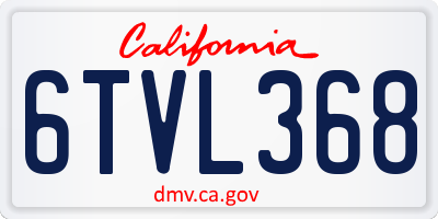 CA license plate 6TVL368
