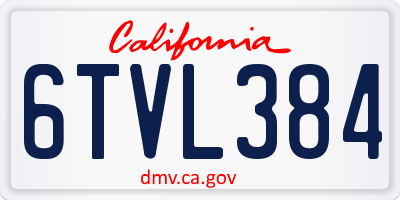 CA license plate 6TVL384
