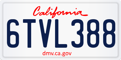 CA license plate 6TVL388