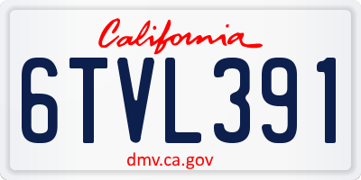 CA license plate 6TVL391