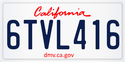 CA license plate 6TVL416