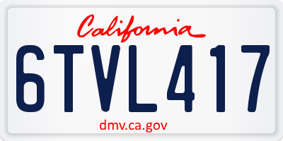 CA license plate 6TVL417