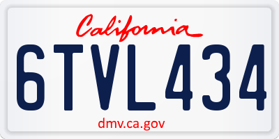 CA license plate 6TVL434