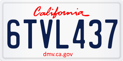 CA license plate 6TVL437