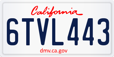 CA license plate 6TVL443