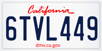 CA license plate 6TVL449