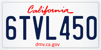 CA license plate 6TVL450