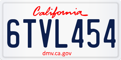CA license plate 6TVL454