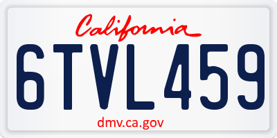 CA license plate 6TVL459