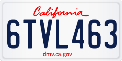 CA license plate 6TVL463