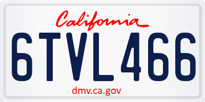 CA license plate 6TVL466