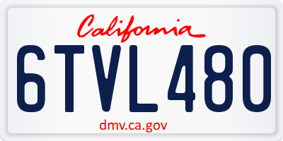 CA license plate 6TVL480