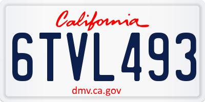 CA license plate 6TVL493