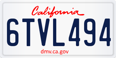 CA license plate 6TVL494