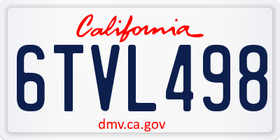 CA license plate 6TVL498
