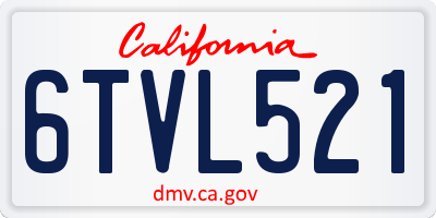 CA license plate 6TVL521