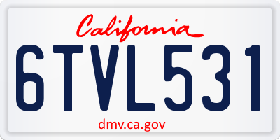 CA license plate 6TVL531