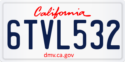 CA license plate 6TVL532