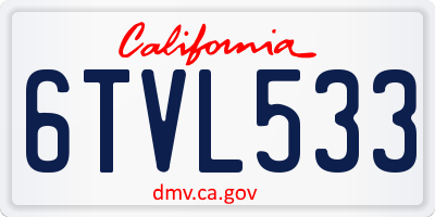CA license plate 6TVL533