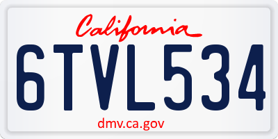 CA license plate 6TVL534