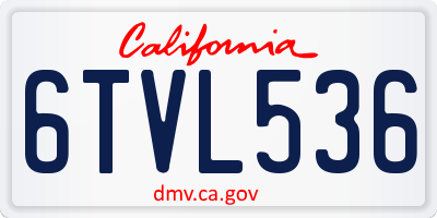 CA license plate 6TVL536