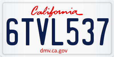 CA license plate 6TVL537