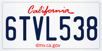 CA license plate 6TVL538