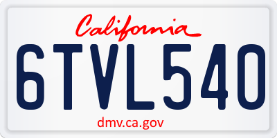 CA license plate 6TVL540