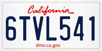 CA license plate 6TVL541